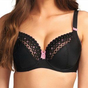 NWT | 30HH Freya Enchanted Plunge Balcony Bra | Black/Pink